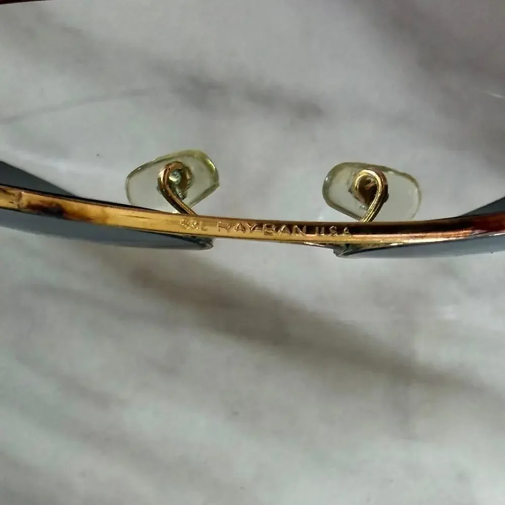 Vintage Ray Ban Gold Tone Metal Grey Polarized Aviator Sunglasses